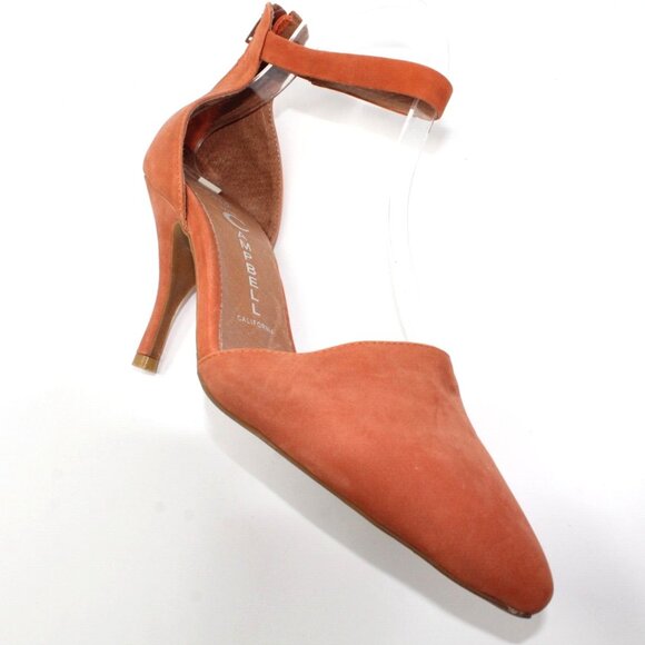 Jeffrey Campbell Womens Sz 9.5 Orange Rust Suede Pointed Toe Ankle Strap Heels - Picture 2 of 11